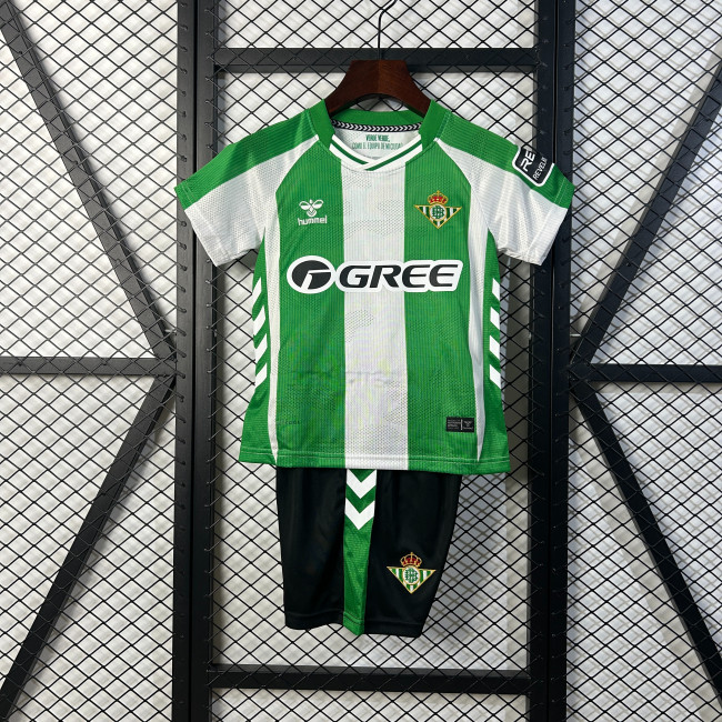 Youth Uniform Kids Kit 2025-2026 Real Betis Home Soccer Jersey Shorts Child Football Set