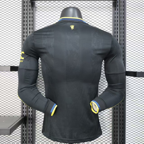 Long Sleeve Player Version 2025-2026 Manchester United Third Away Black Soccer Jersey Man United Football Shirt