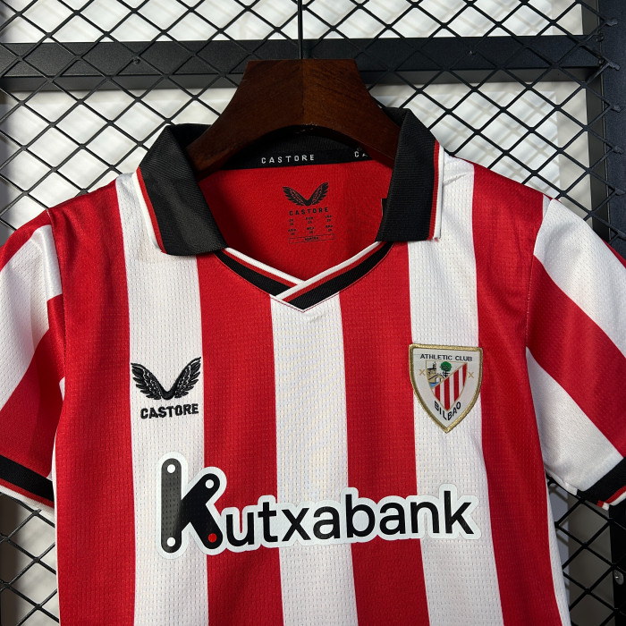 Youth Uniform Kids Kit 2025-2026 Athletic Bilbao Home Soccer Jersey Shorts Child Football Set