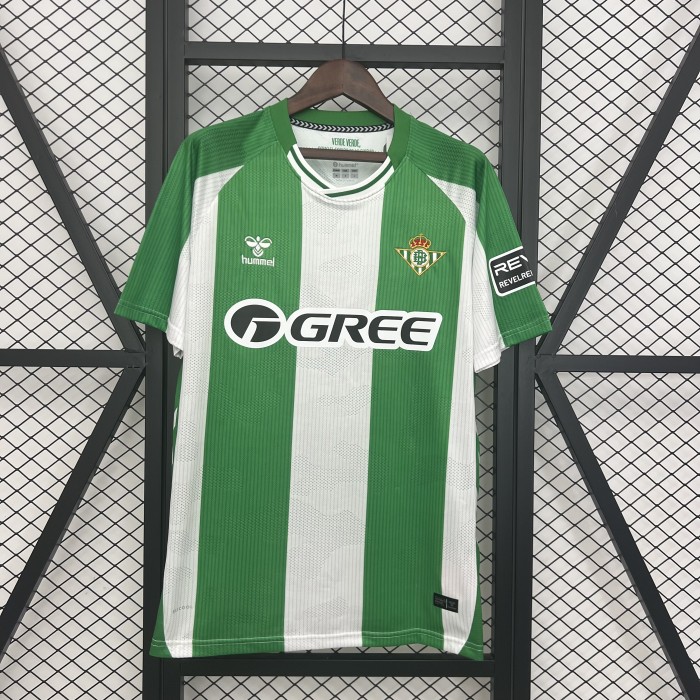 with Laliga Patch Fan Version 2025-2026 Real Betis Home Soccer Jersey Football Shirt