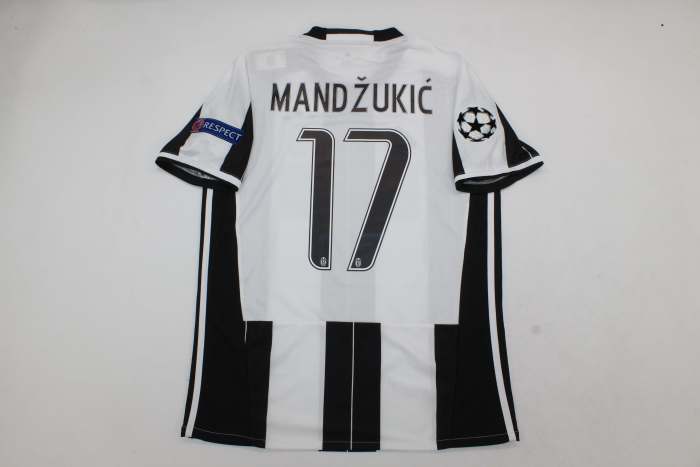 with Italia Coppa+Scudetto+UCL Patch Retro Jersey 2016-2017 Juventus MANDZUKIC 17 Home Soccer Jersey Vintage Football Shirt