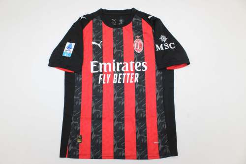 with Serie A Patch Fan Version 2025-2026 AC Milan Home Soccer Jersey AC Football Shirt