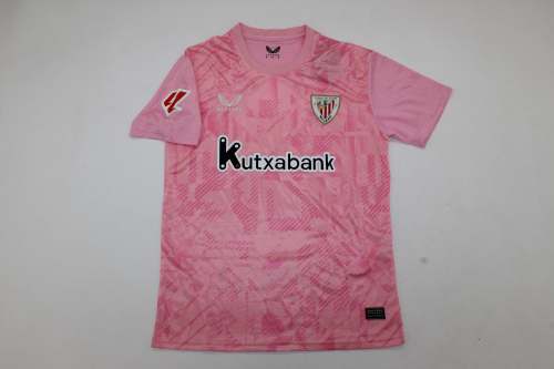 with Laliga Patch Fan Version 2025-2026 Athletic Bilbao UNAI SIMON 1 Pink Goalkeeper Soccer Jersey Football Shirt