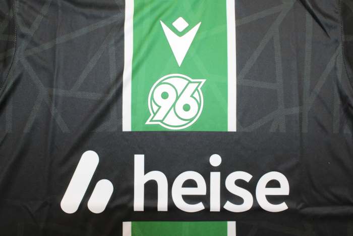 with Bundesliga Patch Fan Version 2025-2026 Hannover 96 Away Black Soccer Jersey Football Shirt