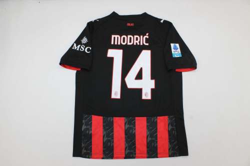 with Serie A Patch Fan Version 2025-2026 AC Milan MODRIC 14 Home Soccer Jersey AC Football Shirt
