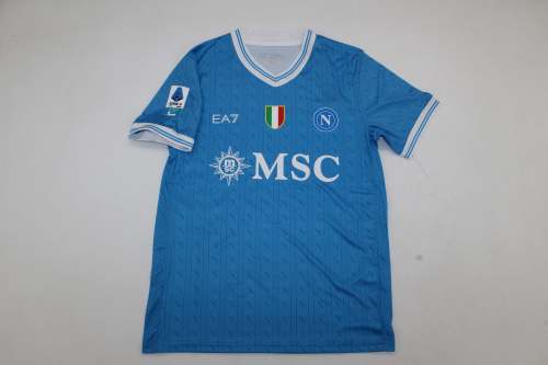 with Scudetto+Serie A Patch Fan Version 2025-2026 Calcio Napoli Home Football Shirt Napoles Soccer Training Jersey