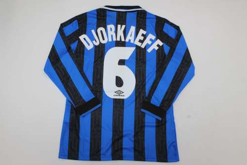 Long Sleeve Retro Jersey 1996-1997 Inter Milan DJOKAEFF 6 Home Soccer Jersey Inter Vintage Football Shirt