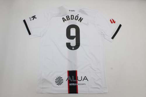 with Laliga Patch Fans Version 2025-2026 Mallorca ABDON 9 Away White Soccer Jersey Football Shirt