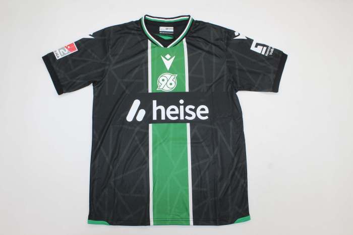 with Bundesliga Patch Fan Version 2025-2026 Hannover 96 KLAUS MEINE 10 Away Black Soccer Jersey Football Shirt