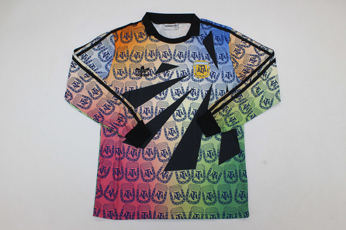 Long Sleeve Retro Jersey 1993-1994 Argentina Colorful Goalkeeper Soccer Jersey Vintage Football Shirt