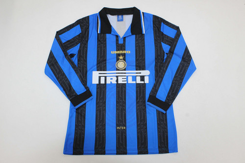 Long Sleeve Retro Jersey 1996-1997 Inter Milan Home Soccer Jersey Inter Vintage Football Shirt