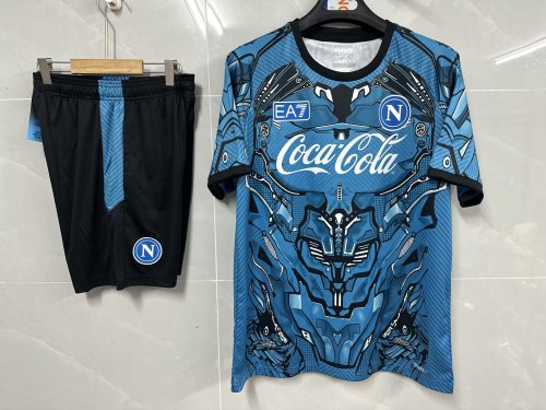 Adult Uniform 2025-2026 Napoli Blue Soccer Training Jersey and Shorts Napoles Football Kits