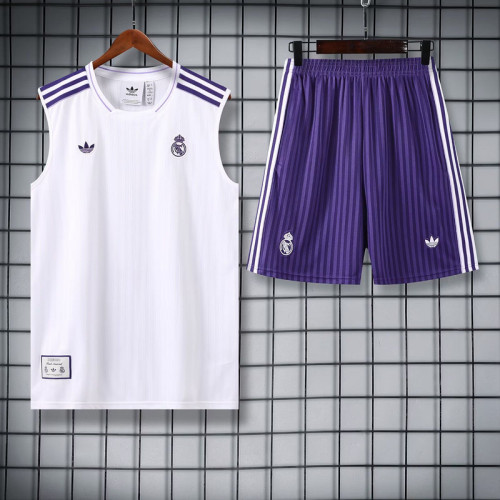 Adult Uniform 2025-2026 Real Madrid White Soccer Vest Shorts
