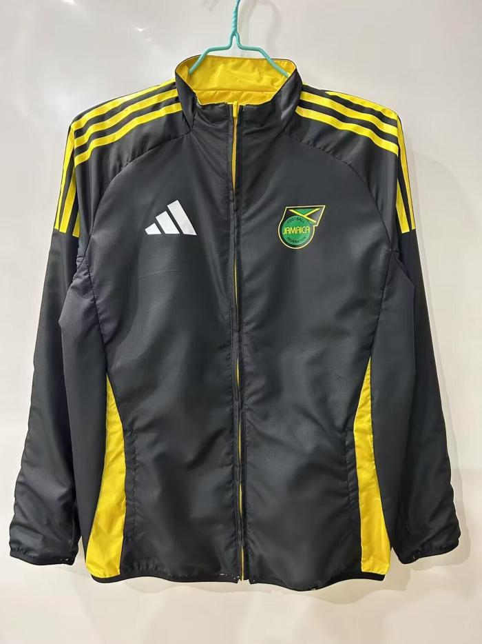 2025-2026 Jamaica Yellow/Black Soccer Reversible Windbreaker Jacket Football Jacket