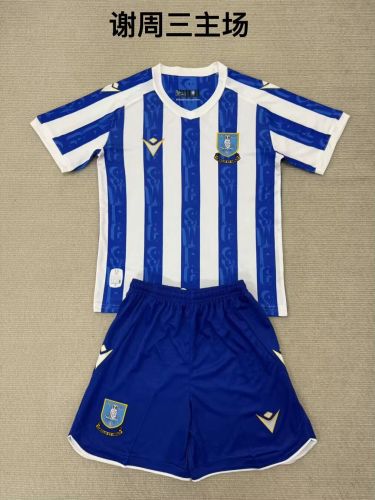 Youth Uniform Kids Kit 2025-2026 Sheffield Wednesday Home Soccer Jersey Shorts Child Football Set
