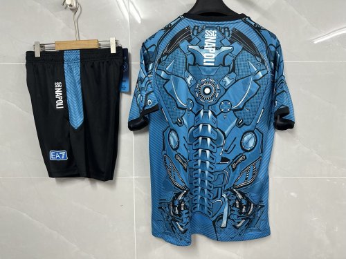 Adult Uniform 2025-2026 Napoli Blue Soccer Training Jersey and Shorts Napoles Football Kits