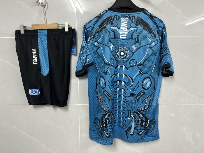Adult Uniform 2025-2026 Napoli Blue Soccer Training Jersey and Shorts Napoles Football Kits
