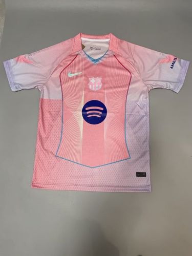 with Dark Blue Sponor Logo Barca Camisetas de Futbol Fans Version 2025-2026 Barcelona Pink Soccer Jersey