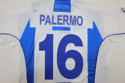 with LALIGA Patch Retro Jersey 2003-2004 Deportivo Alaves PALERMO 16 Home Soccer Jersey Vintage Football Shirt