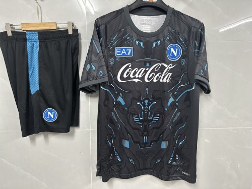 Adult Uniform 2025-2026 Napoli Black Soccer Training Jersey and Shorts Napoles Football Kits