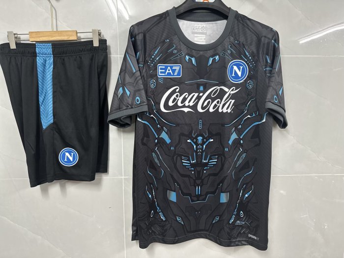 Adult Uniform 2025-2026 Napoli Black Soccer Training Jersey and Shorts Napoles Football Kits