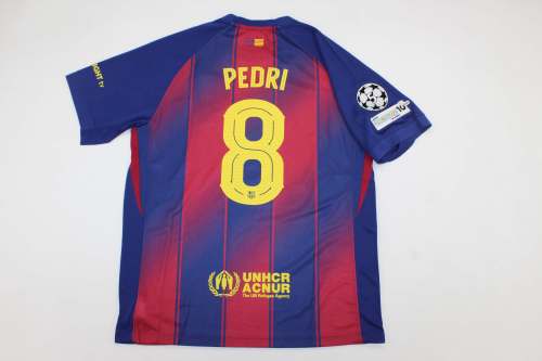 with UCL Patch Barca Camisetas de Futbol Fans Version 2025-2026 Barcelona PEDRI 8 Home Soccer Jersey