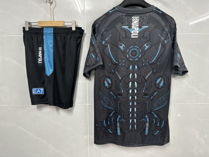 Adult Uniform 2025-2026 Napoli Black Soccer Training Jersey and Shorts Napoles Football Kits