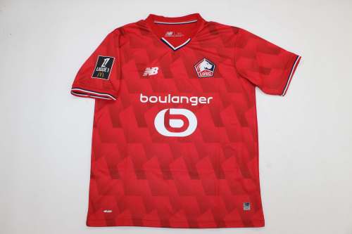 with LIGUE 1 Patch Fans Version 2025-2026 Lille Home Soccer Jersey Football Shirt