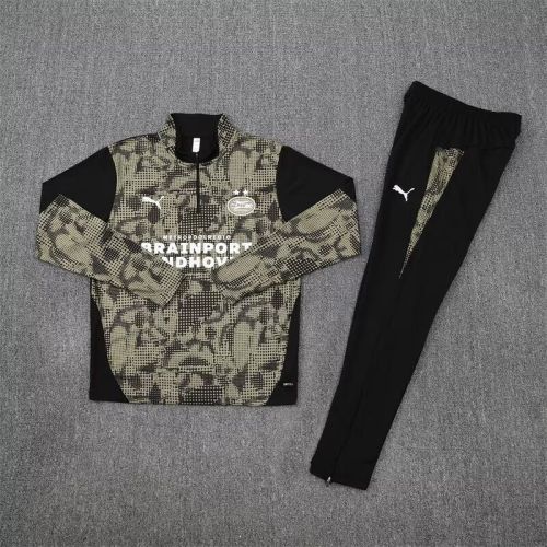 2025-2026 PSV Black/Grey Soccer Training Sweater and Pants Football Kit