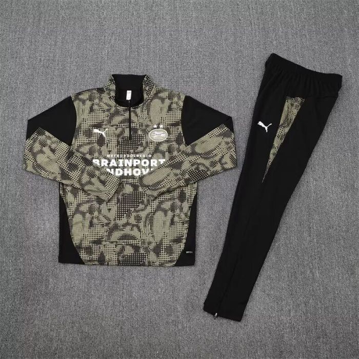 2025-2026 PSV Black/Grey Soccer Training Sweater and Pants Football Kit