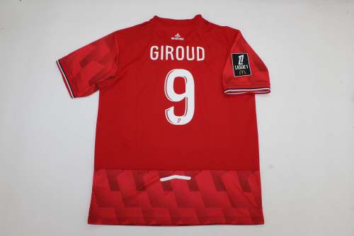 with Ligue 1 Patch Fans Version 2025-2026 Lille Giroud 9 Home Soccer Jersey Football Shirt