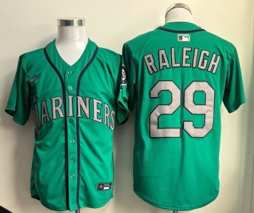 Seattle Mariners 29 RALEIGH Green Cool Base Jersey MLB Shirt