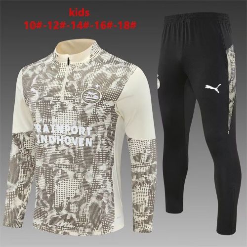 Youth 2025-2026 PSV Yellow Soccer Training Sweater and Pants Football Kit