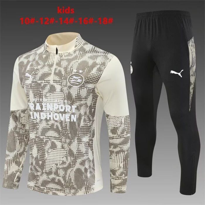 Youth 2025-2026 PSV Yellow Soccer Training Sweater and Pants Football Kit
