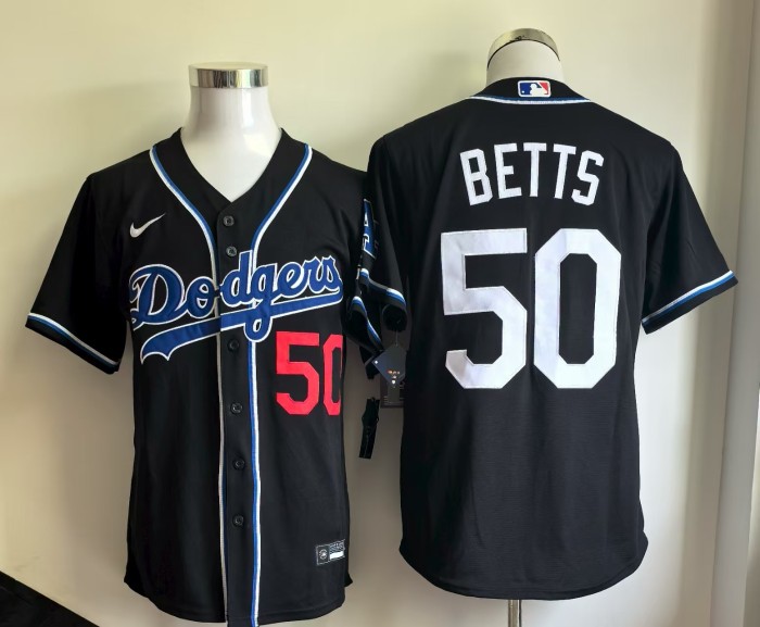 Retro Los Angeles Dodgers BETTS 50 Black Cool Base MLB Jersey