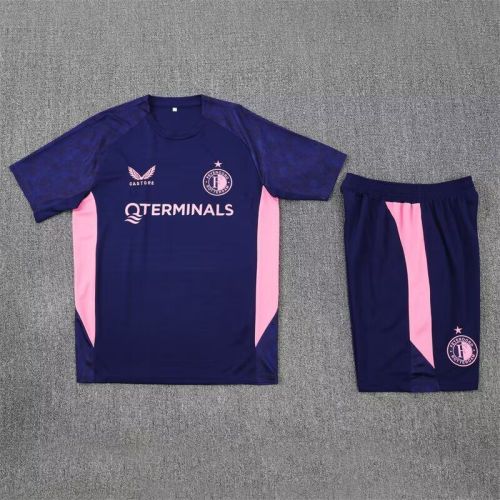 Adult Uniform 2025-2026 Feyenoord Dark Blue Soccer Training Jersey and Shorts Football Kits