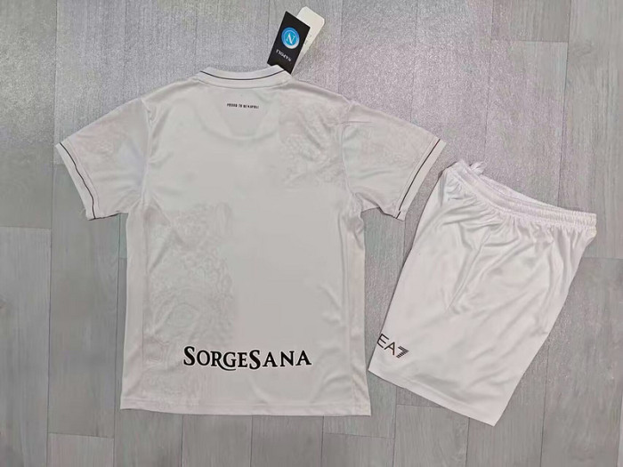 with Scudetto Patch Youth Uniform Kids Kit 2025-2026 Napoli Away Soccer Jersey Shorts Napoles Child Football Set