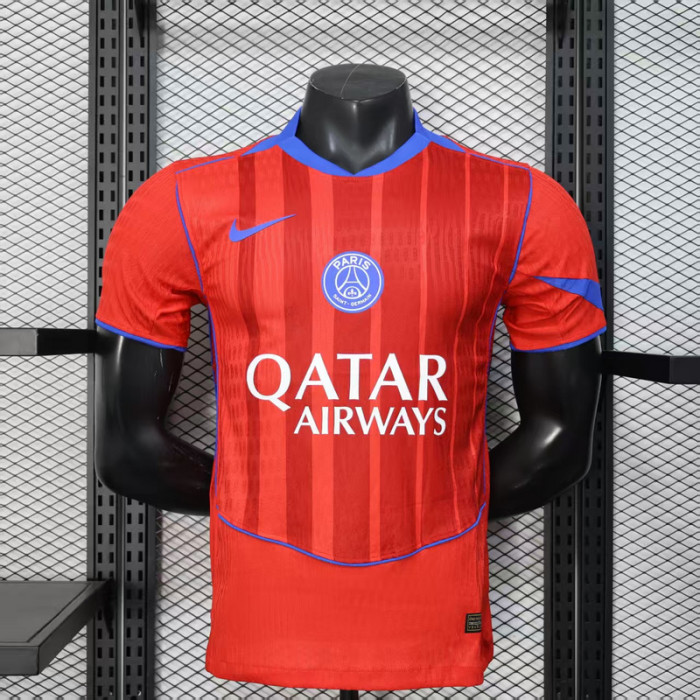 Player Version 2025-2026 PSG Third Away Red Soccer Jersey Paris Football Maillot