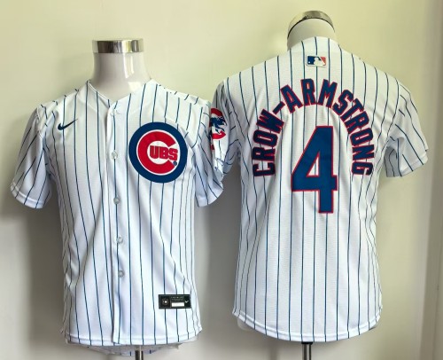 Youth 2025 Chicago Cubs CROW-ARMSTRONG 4 White Cool Base Jersey MLB Shirt