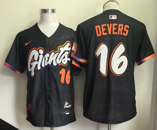 City Edition San Francisco Giants DEVERS 16 Black 2025 Cool Base Jersey