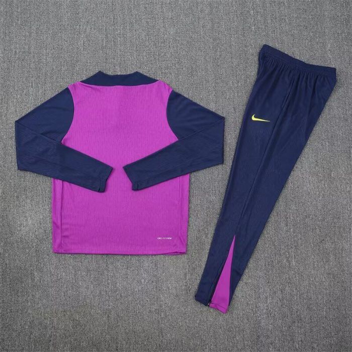 2025-2026 Barcelona Purple/Dark Blue Soccer Training Sweater and Pants Football Kit