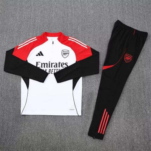 2025-2026 Arsenal White/Red/Black Soccer Training Sweater and Pants Football Kit