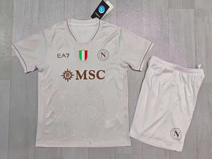 with Scudetto Patch Youth Uniform Kids Kit 2025-2026 Napoli Away Soccer Jersey Shorts Napoles Child Football Set