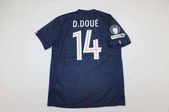 with UCL Winner Patch Fan Version 2025-2026 PSG D.DOUE 14 Home Soccer Jersey Paris Football Maillot