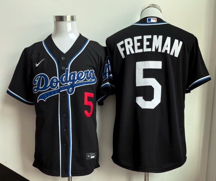 Retro Los Angeles Dodgers FREEMAN 5 Black Cool Base MLB Jersey