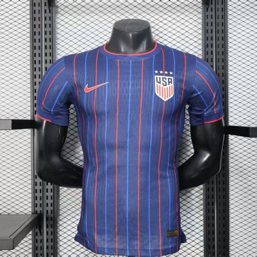Player Version 2025 USA Away Blue Soccer Jersey United States Football Shirt