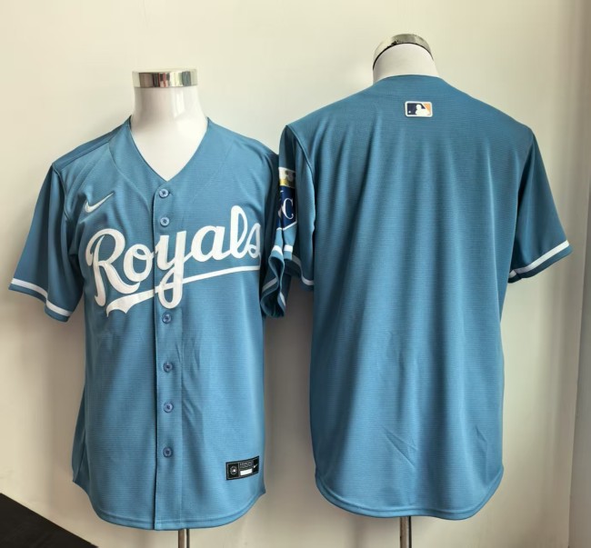 Kansas City Royals Blank Light Blue Cool Base Jersey MLB Shirt