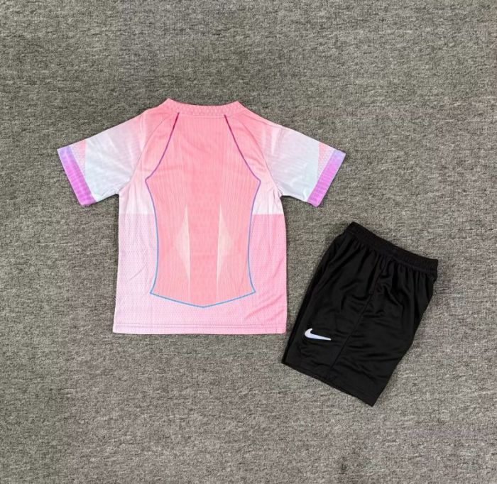 Youth Uniform Kids Kit 2025-2026 Barcelona Pink Soccer Jersey Shorts Child Football Set