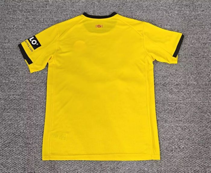 with Sleeve Sponor Logo Horona Camisetas de Futbol Fan Version 2025-2026 Girona Away Yellow Soccer Jersey