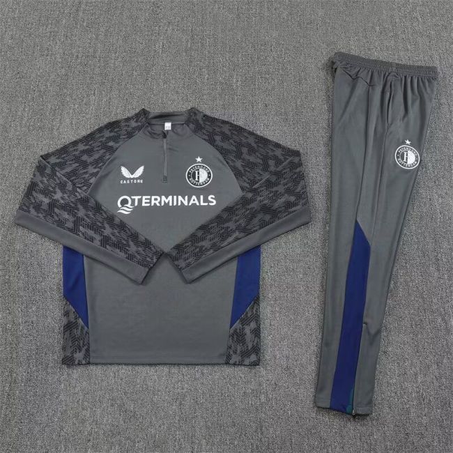 2025-2026 Feyenoord Dark Grey Soccer Training Sweater and Pants Football Kit